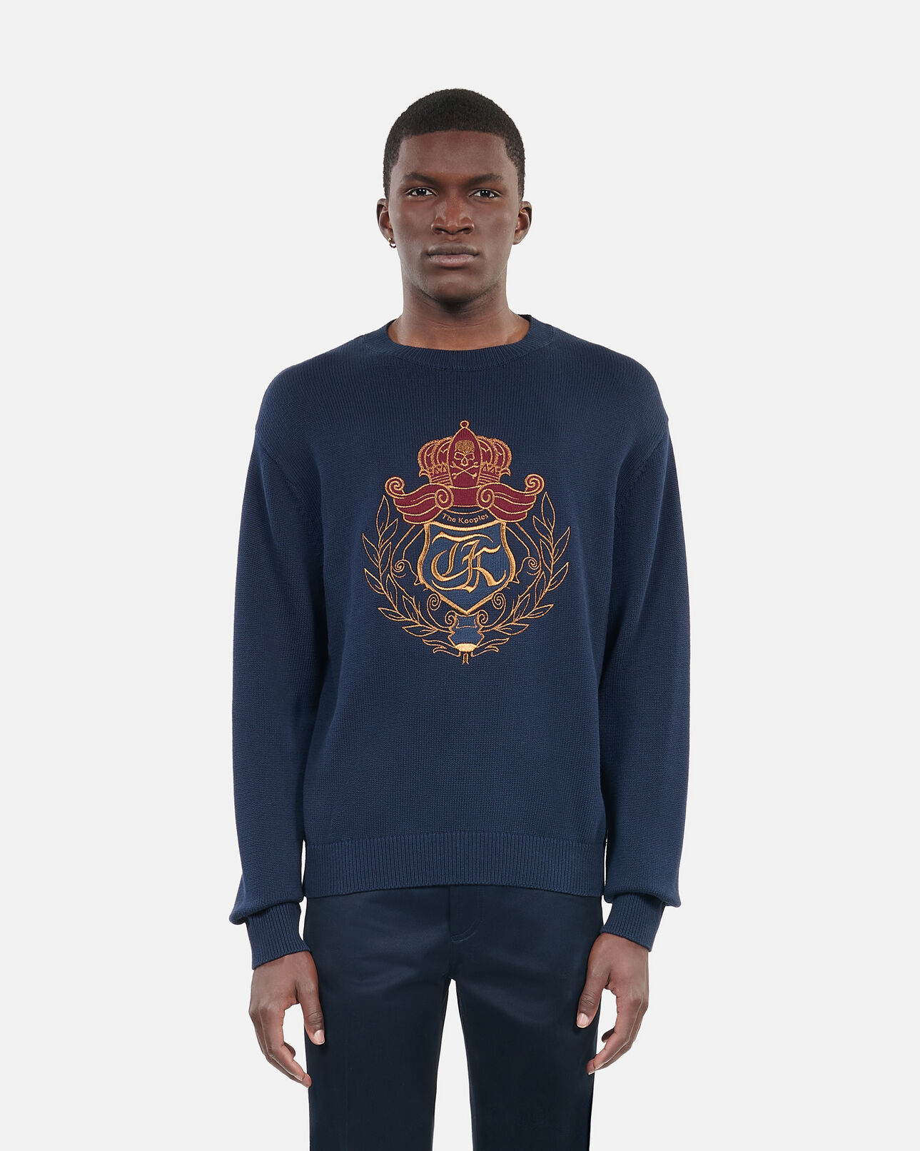The Kooples HOMME NAVY pull en coton bleu marine