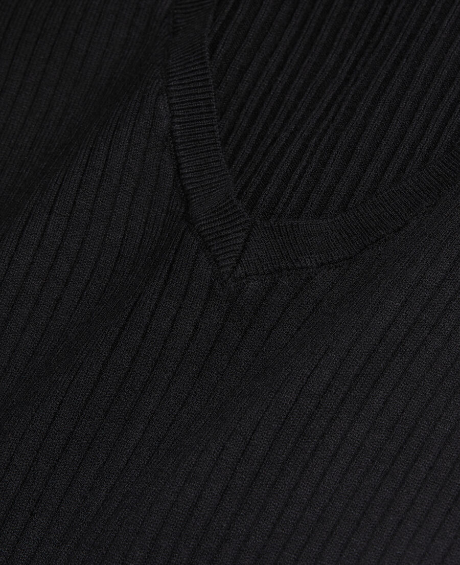 black ribbed fine knit sweater
