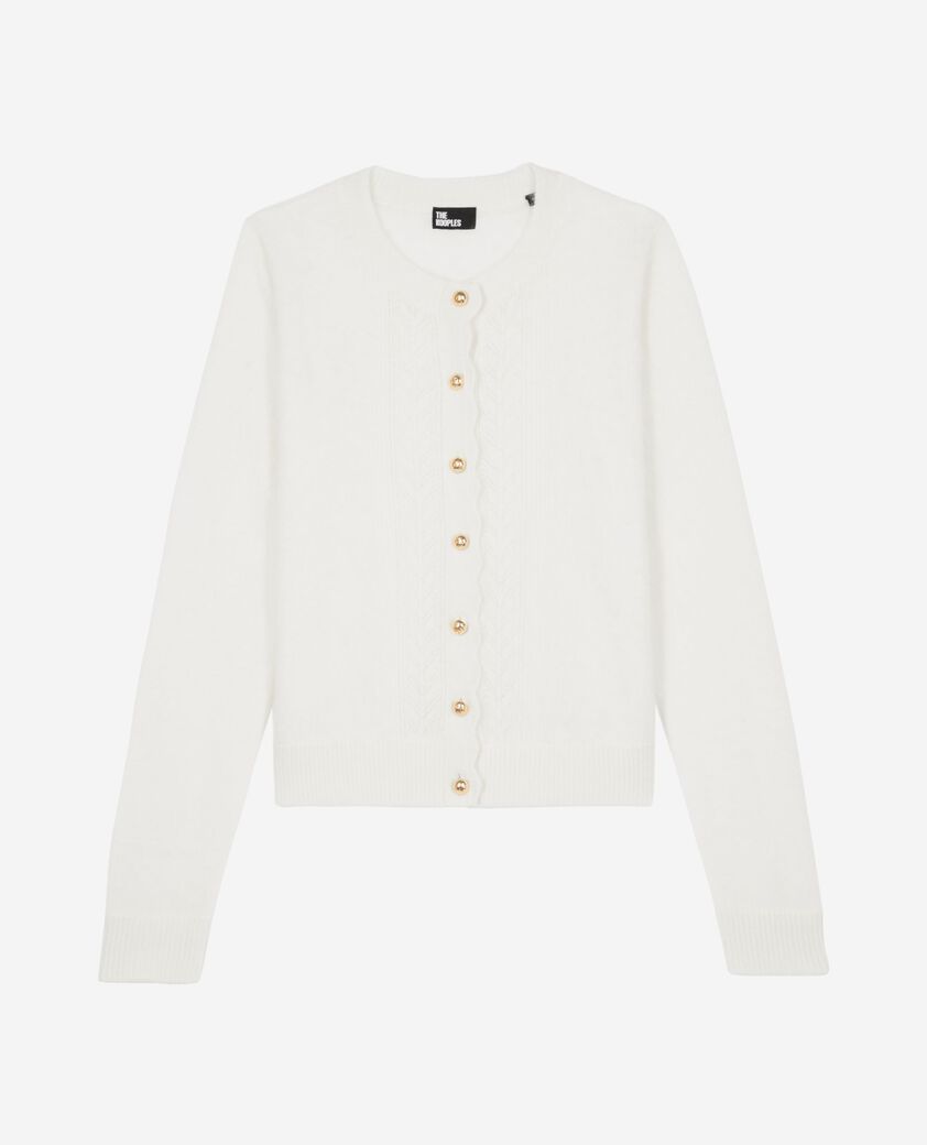 The Kooples WOMEN LIGHT BEIGE ecru cashmere cardigan