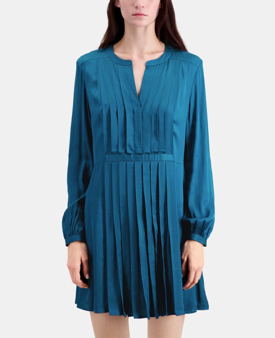 The Kooples FEMME MEDIUM BLUE robe courte bleue avec plissage