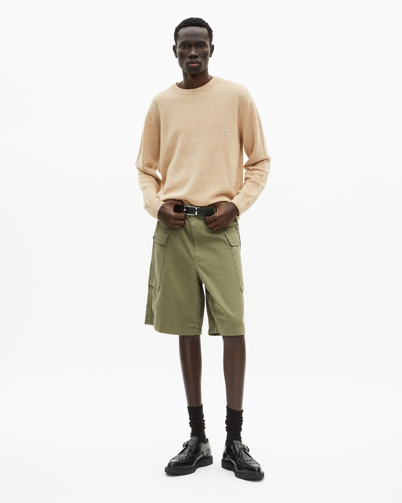 The Kooples HERREN ECRU pullover aus ungebleichter wolle und leinen
