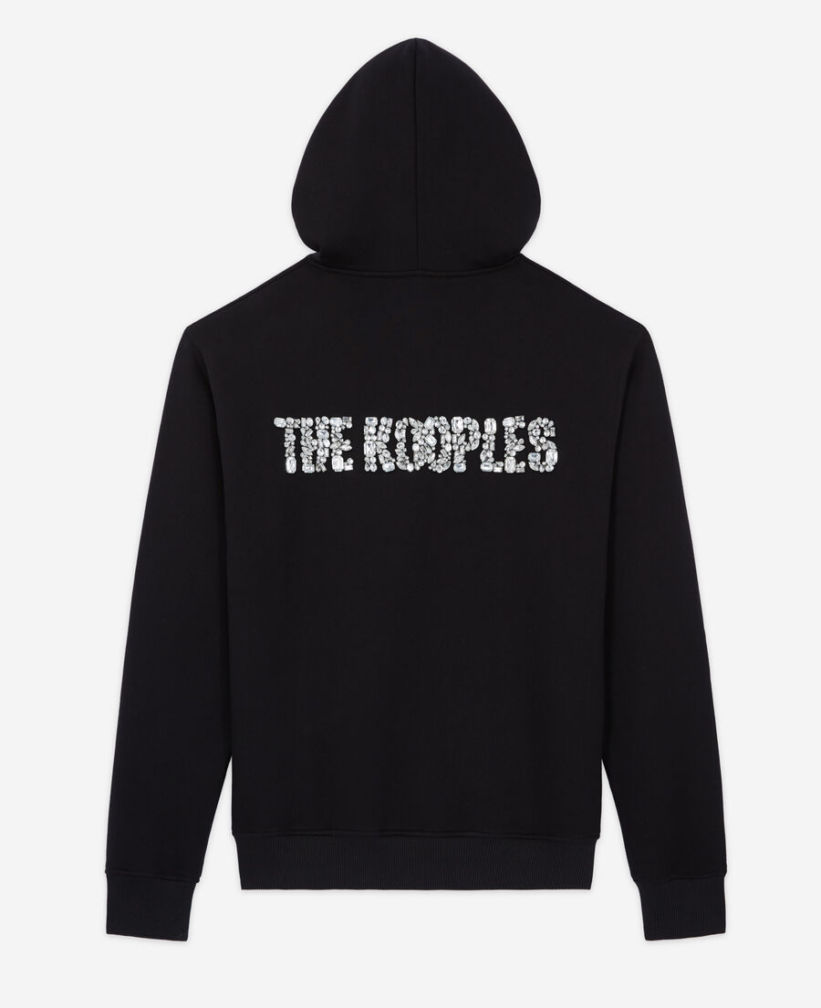 sweatshirt logo strass noir