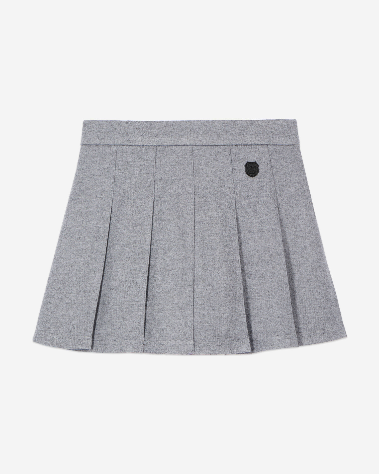 Jupe courte plissée grise, GREY MELANGE, hi-res image number null