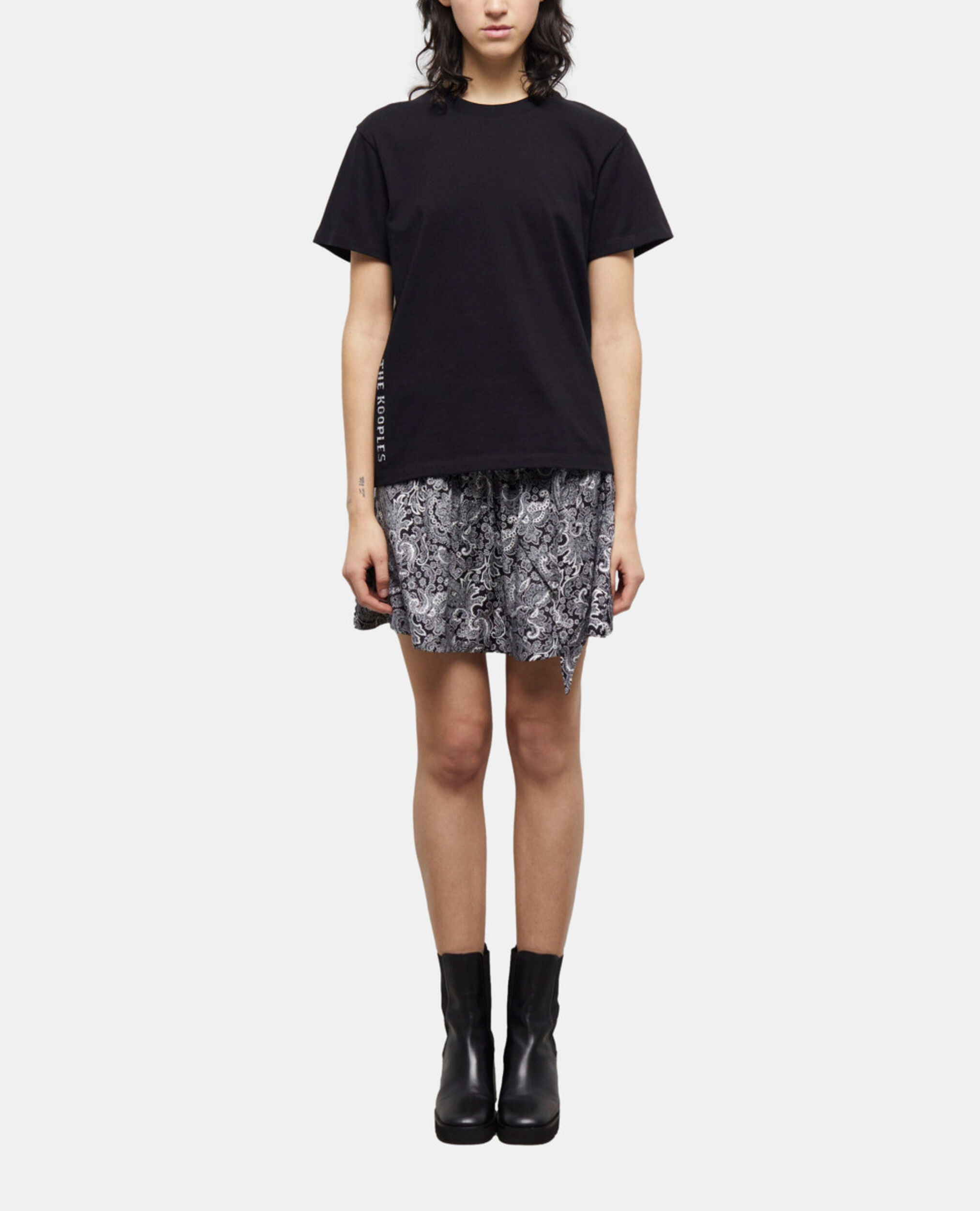 Black screen print T-shirt, BLACK, hi-res image number null