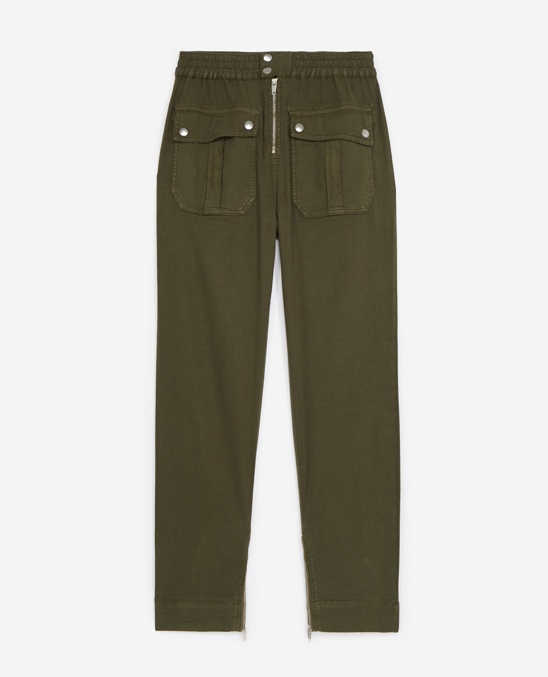 High waisted khaki pants in linen