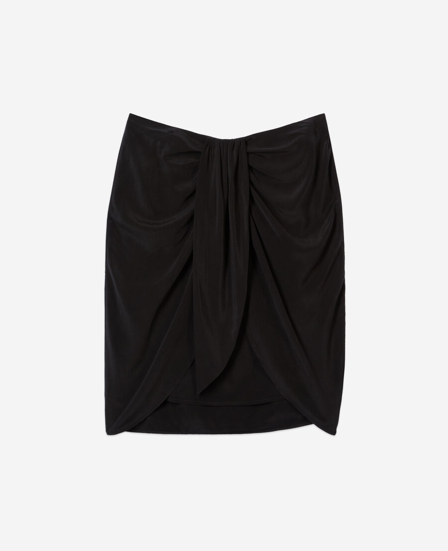 The Kooples F BLACK short black draped washed silk skirt