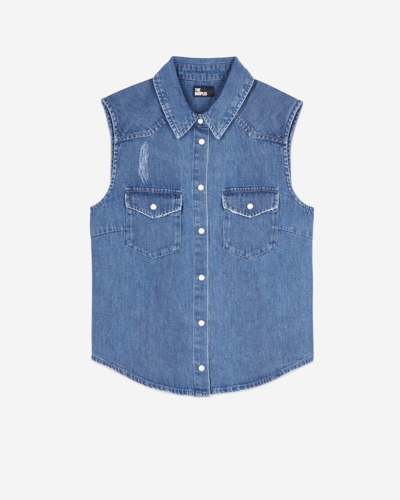The Kooples WOMEN USED RAPIECE sleeveless blue denim shirt