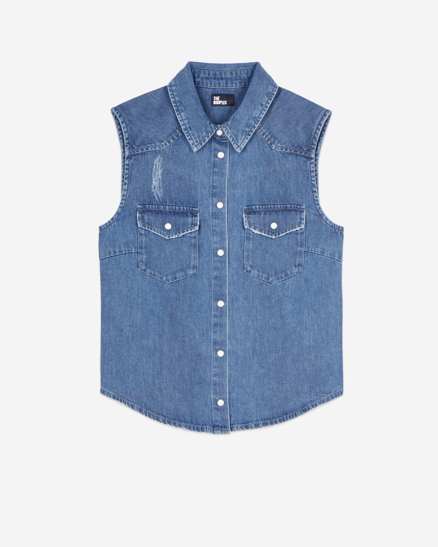 Sleeveless blue denim shirt, USED RAPIECE, hi-res image number null