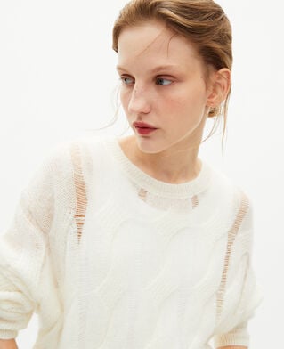 The Kooples DAMEN ECRU zopfmuster-pullover aus rohwei&szlig;em wollgemisch