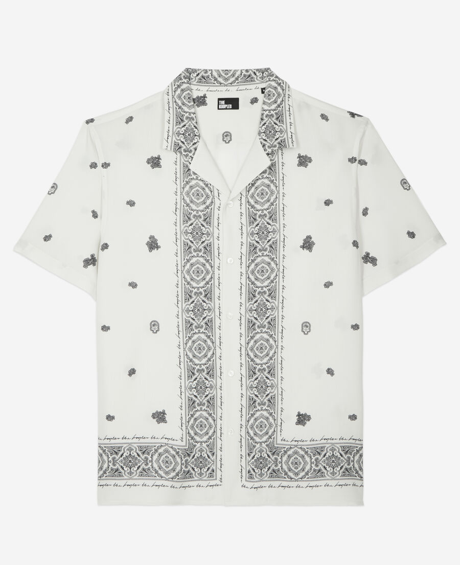 The Kooples H ECRU NAVY printed short-sleeved shirt