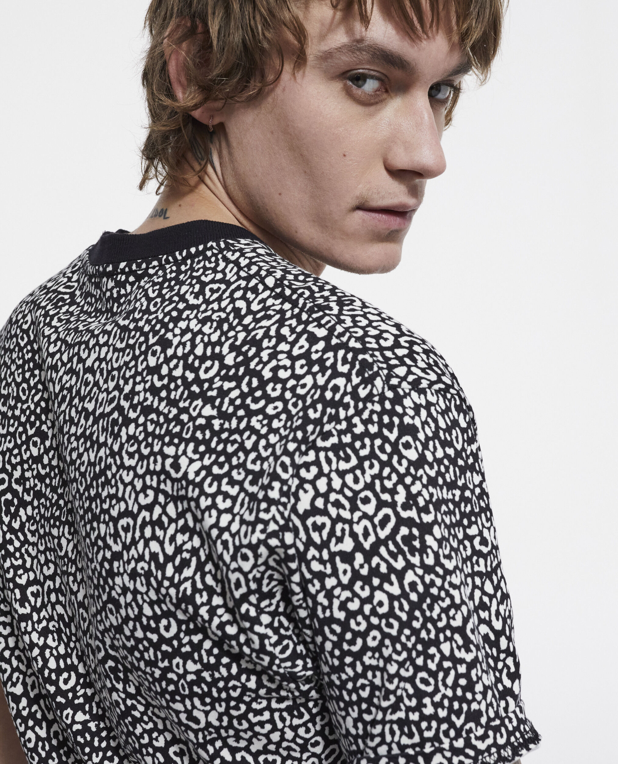Black leopard print T-shirt, ECRU, hi-res image number null