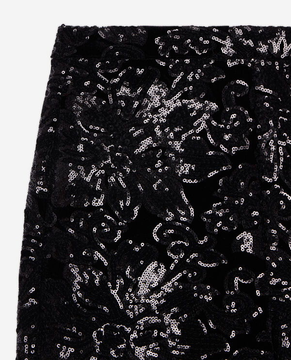 The Kooples DAMEN BLACK schwarze hose aus samt mit pailletten