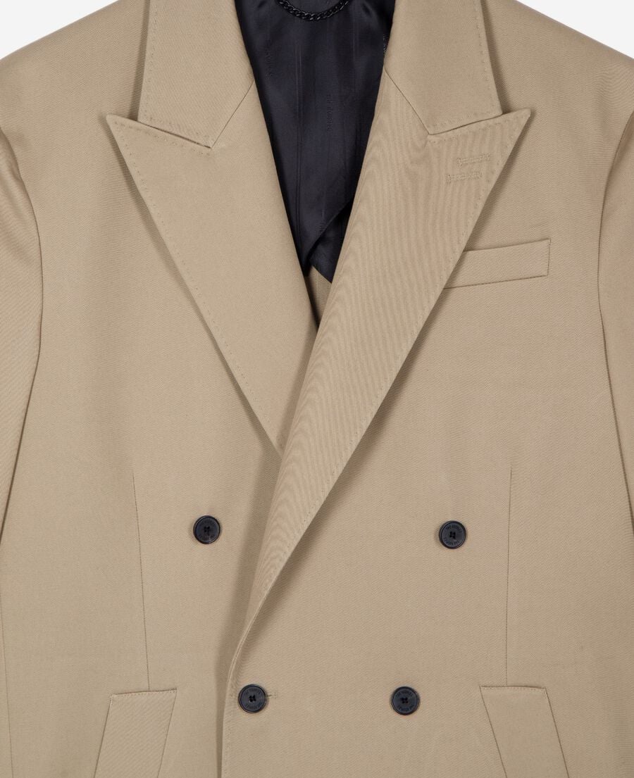 The Kooples HOMME SAND veste longue crois&eacute;e beige
