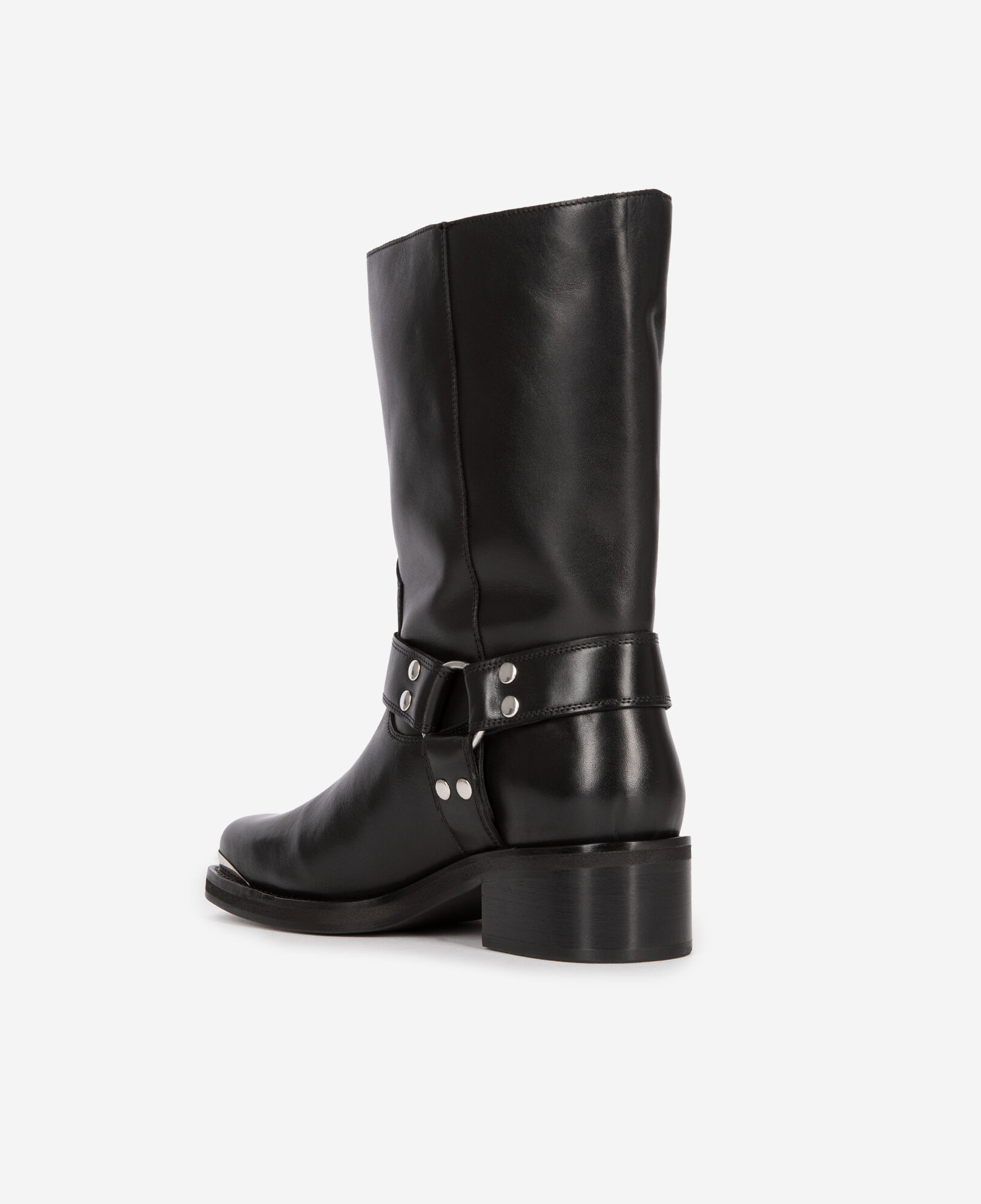 The Kooples DAMEN BLACK schwarze stiefel mit riemen aus leder