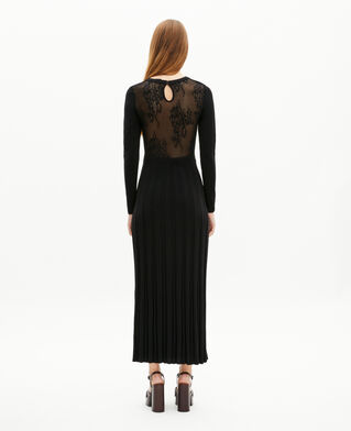 The Kooples WOMEN BLACK mesh maxi dress with black lace