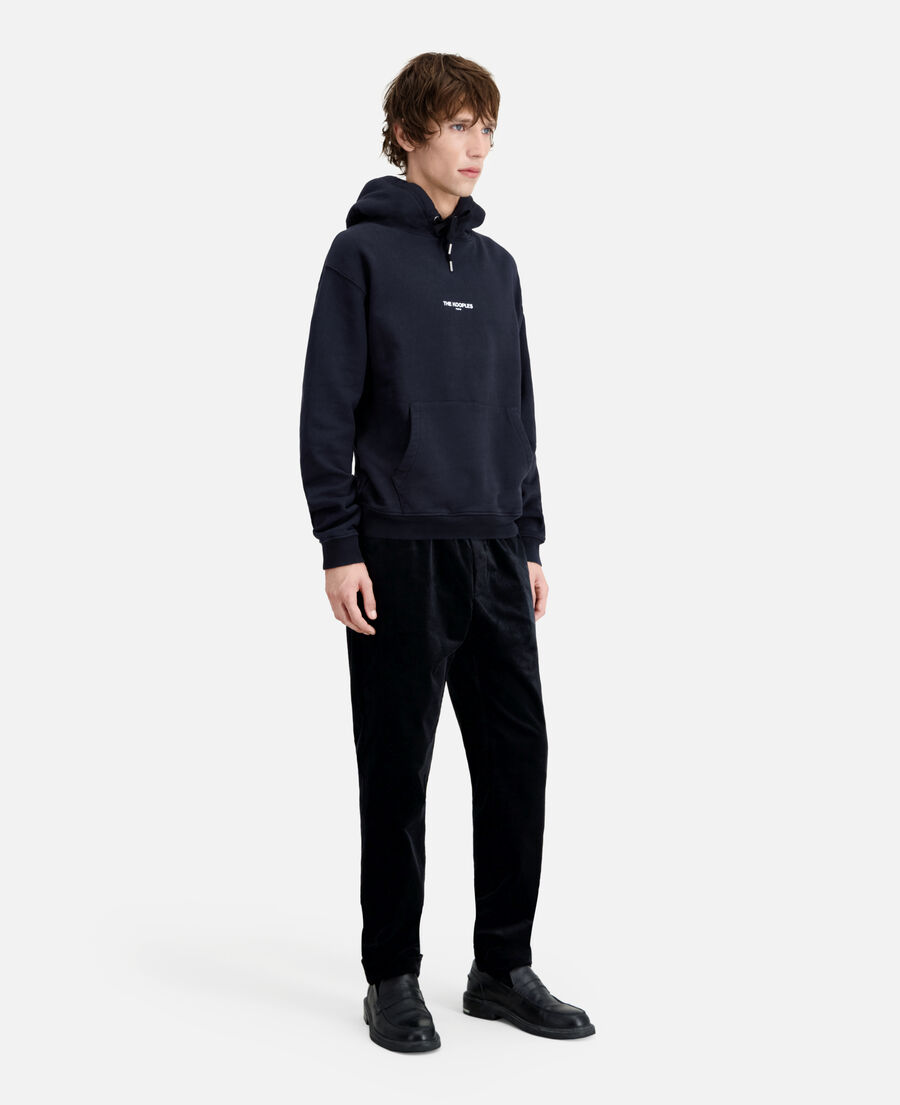 sweat à capuche noir coton logo imprimé