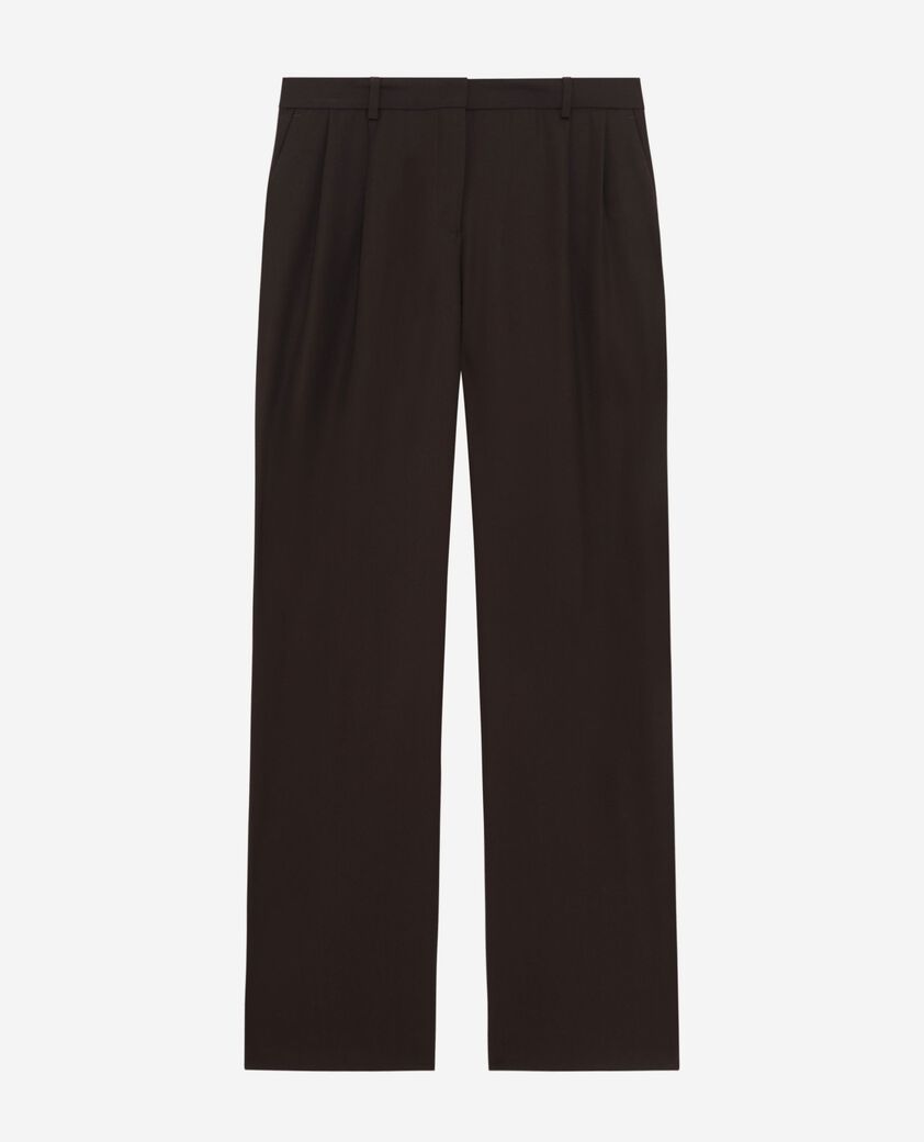 The Kooples WOMEN BROWN brown wool blend wide-leg tailored pants