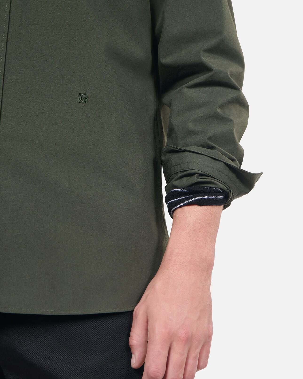The Kooples HOMME DARK GREEN chemise en popeline kaki