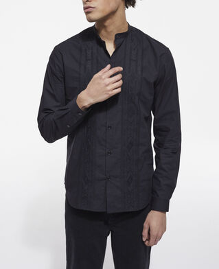 The Kooples HOMME BLACK chemise col mao noire