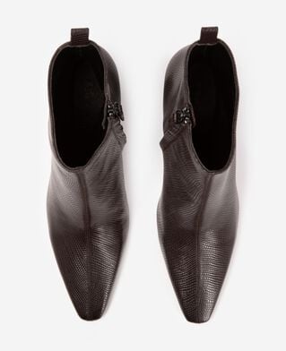 The Kooples DAMEN BROWN braune stiefeletten aus leder mit eidechsenmuster