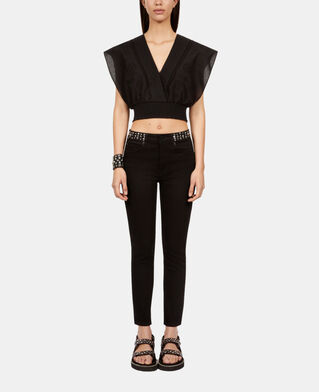 The Kooples F BLACK WASHED black slim jeans with studs and stars