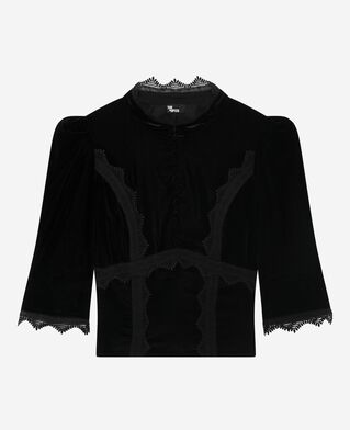 The Kooples DAMEN BLACK top aus schwarzem samt