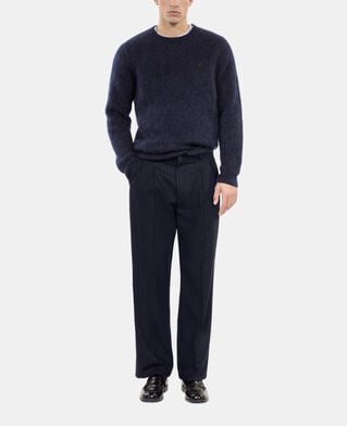 The Kooples HERREN DARK NAVY weite, marineblaue hose mit streifen