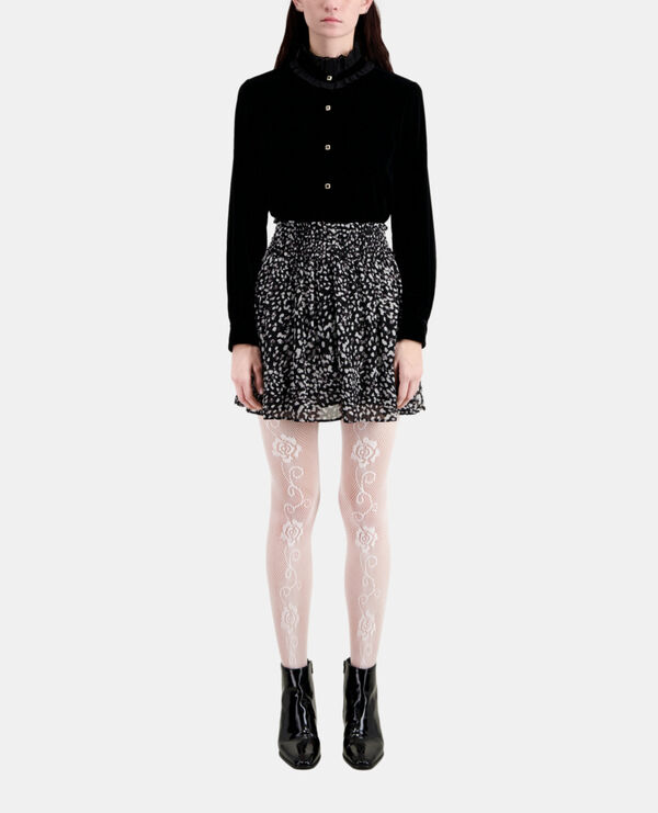 short printed skirt with smocking