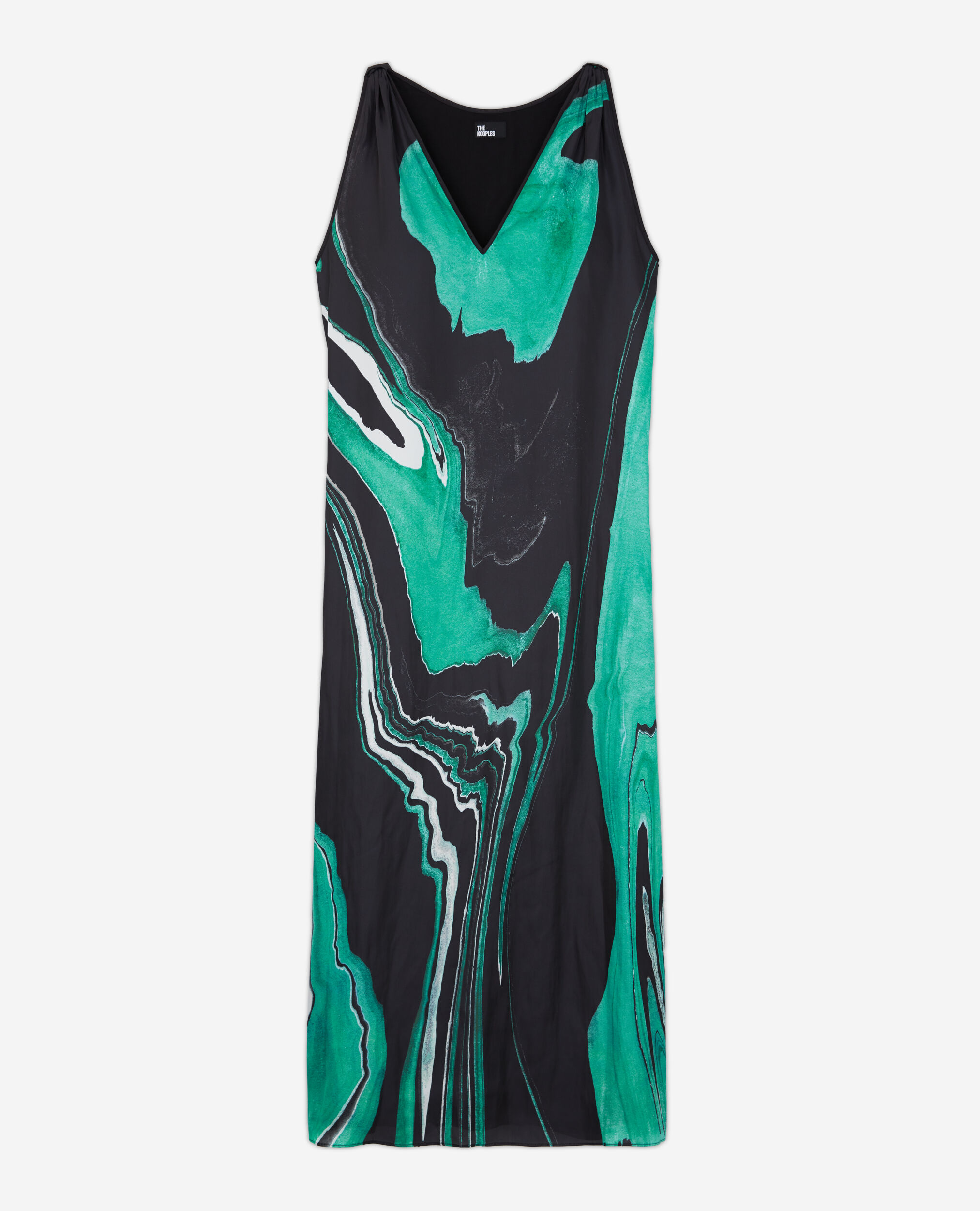 Printed long dress, BLACK / GREEN, hi-res image number null