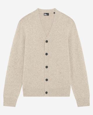 The Kooples MEN BEIGE MELANGE beige cashmere cardigan