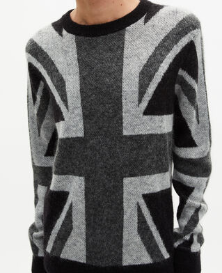 The Kooples HOMME BLACK GREY pull drapeau anglais noir