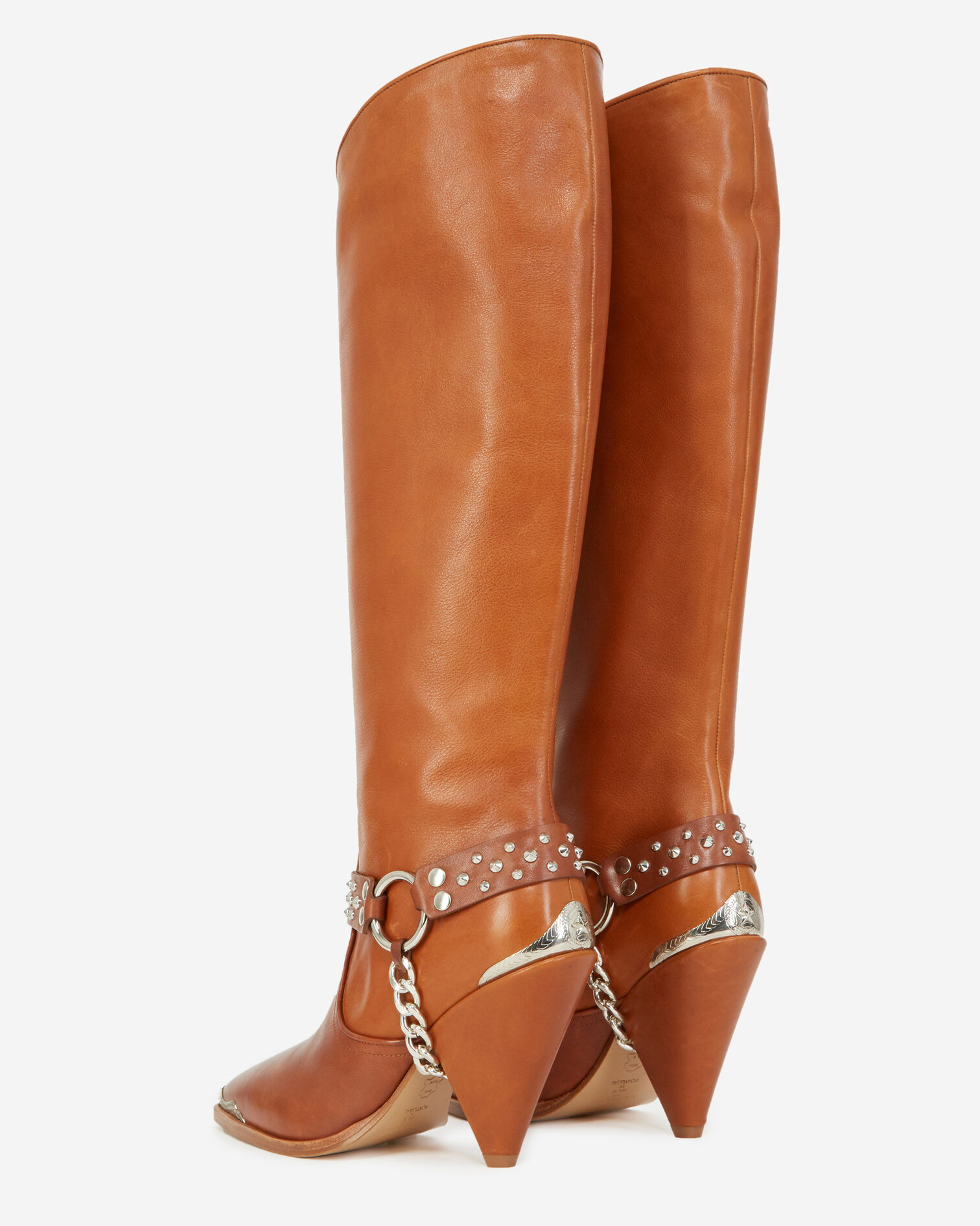 Western camel-colored heeled boots, CAMEL, hi-res image number null