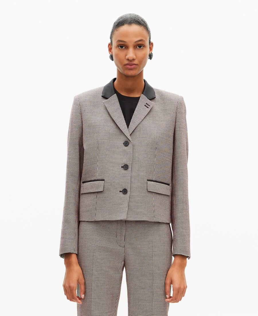 The Kooples F BLACK GREY short black and white houndstooth tailored jacket