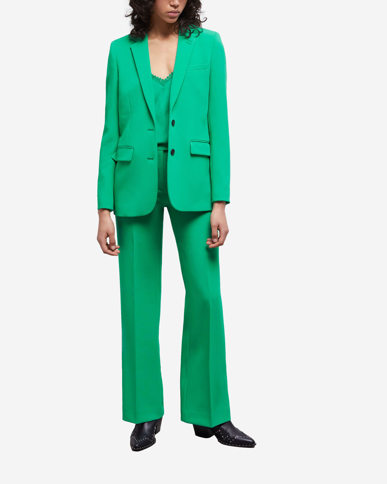 The Kooples FEMME GREEN pantalon tailleur vert en crêpe