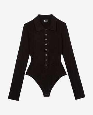 The Kooples WOMEN BLACK black rib-knit bodysuit