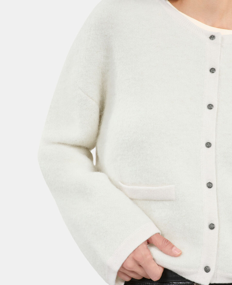 The Kooples F ECRU ecru alpaca and wool cardigan