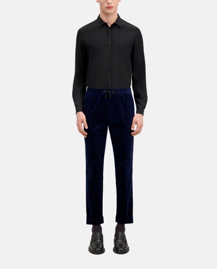 The Kooples HOMME NAVY pantalon bleu marine en velours côtelé
