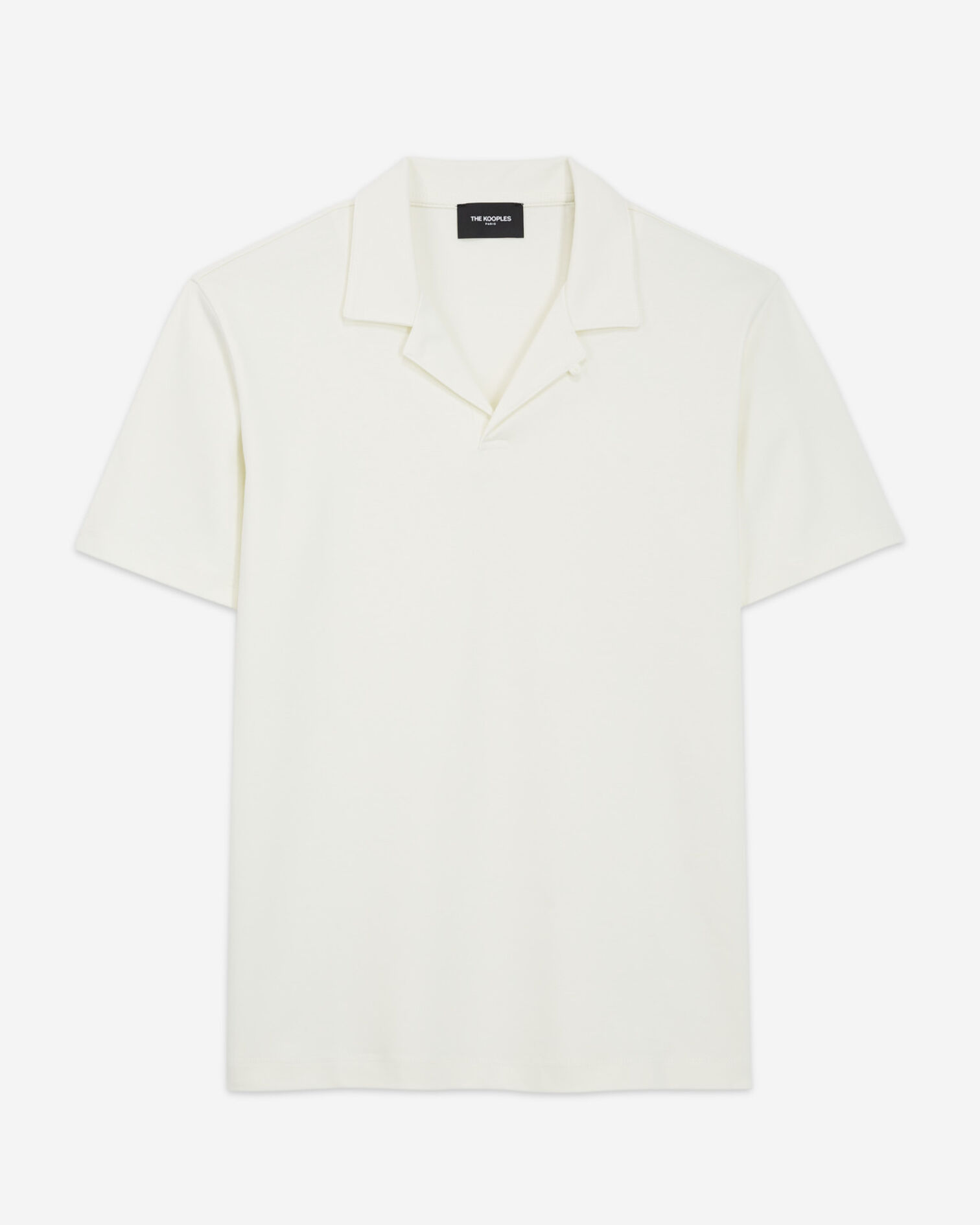 Ecru short-sleeved polo with Cuban collar, ECRU, hi-res image number null