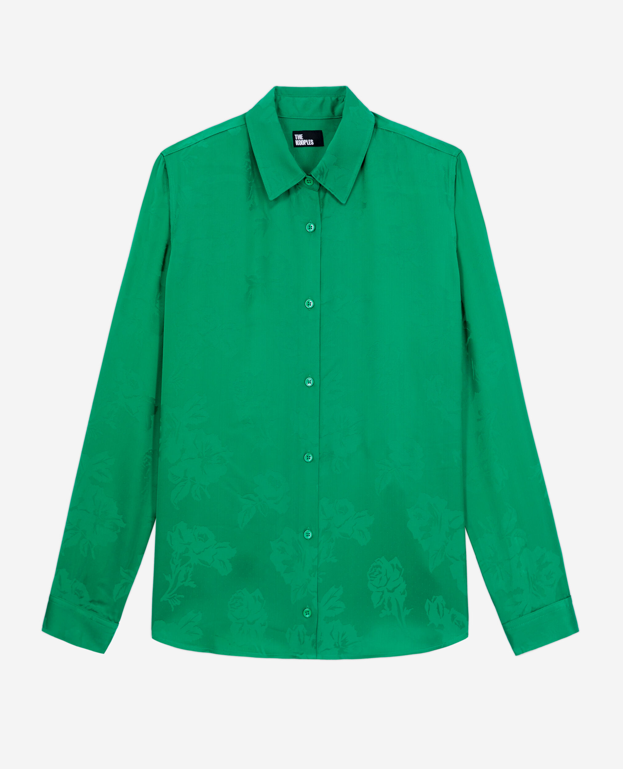 Green floral jacquard shirt, GREEN, hi-res image number null