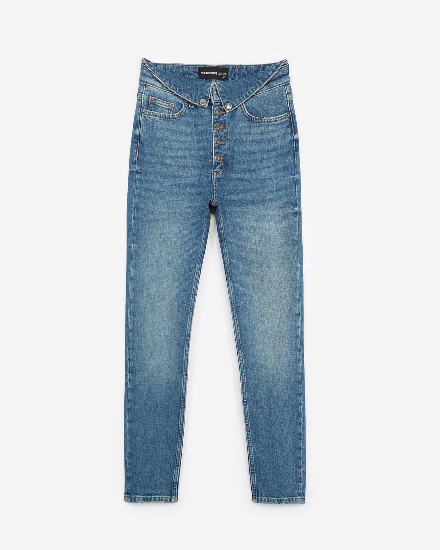 Blue jeans with fold-over waist, BLUE VINTAGE, hi-res image number null