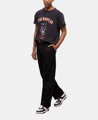 The Kooples MEN BLACK WASHED men's black screen print t-shirt