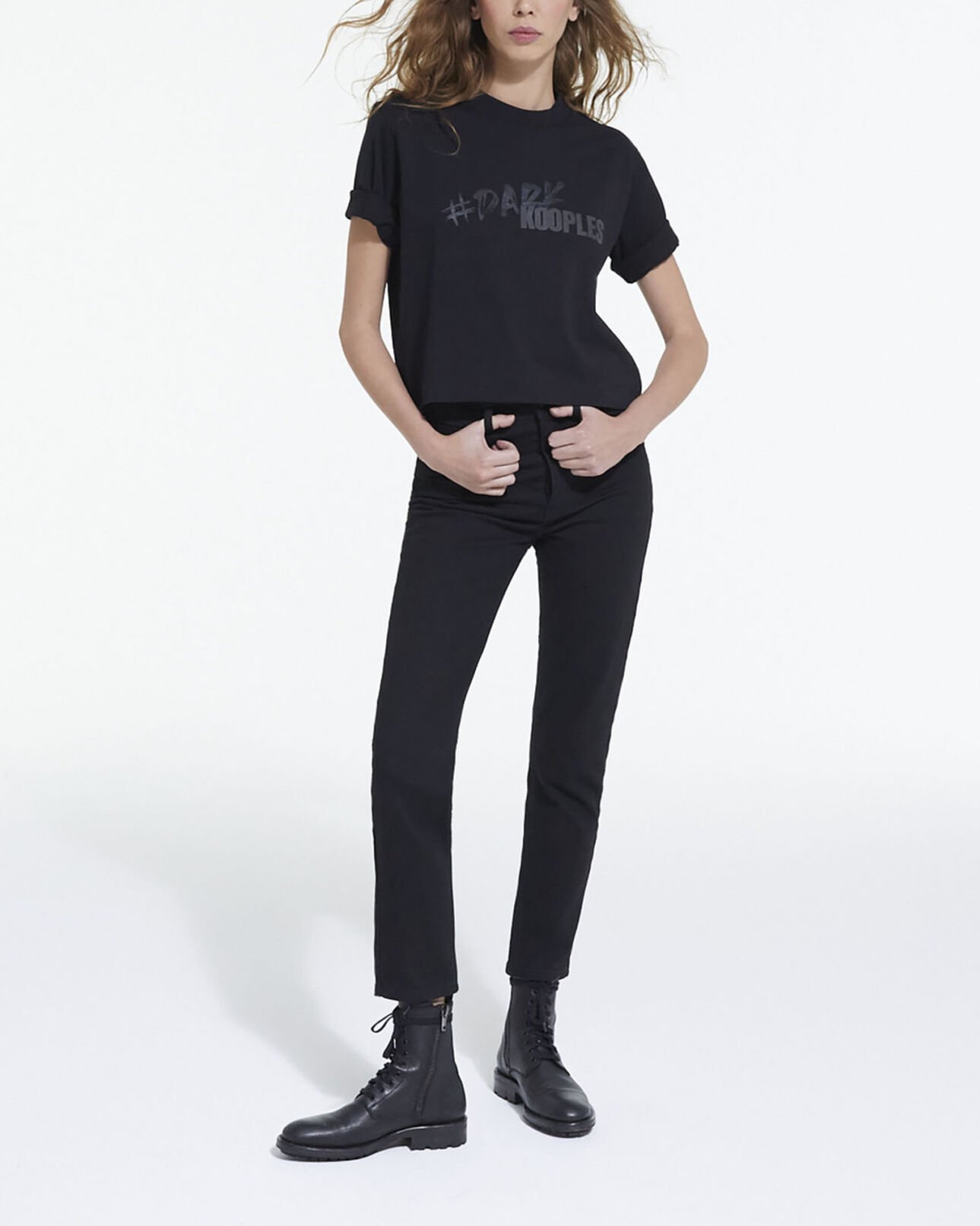 The Kooples FEMME BLACK t-shirt logo the kooples noir