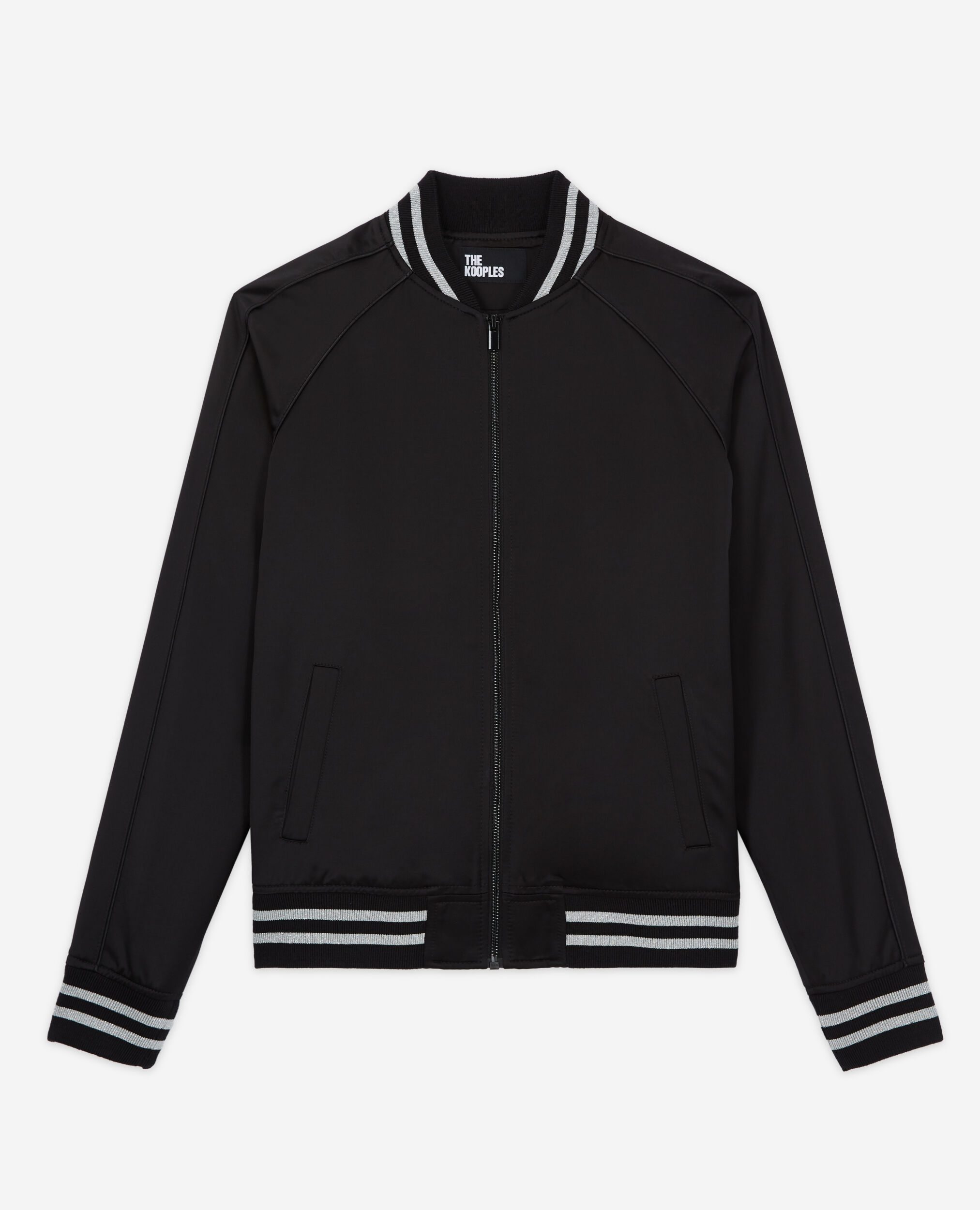 Black satin zipped sweatshirt, BLACK, hi-res image number null
