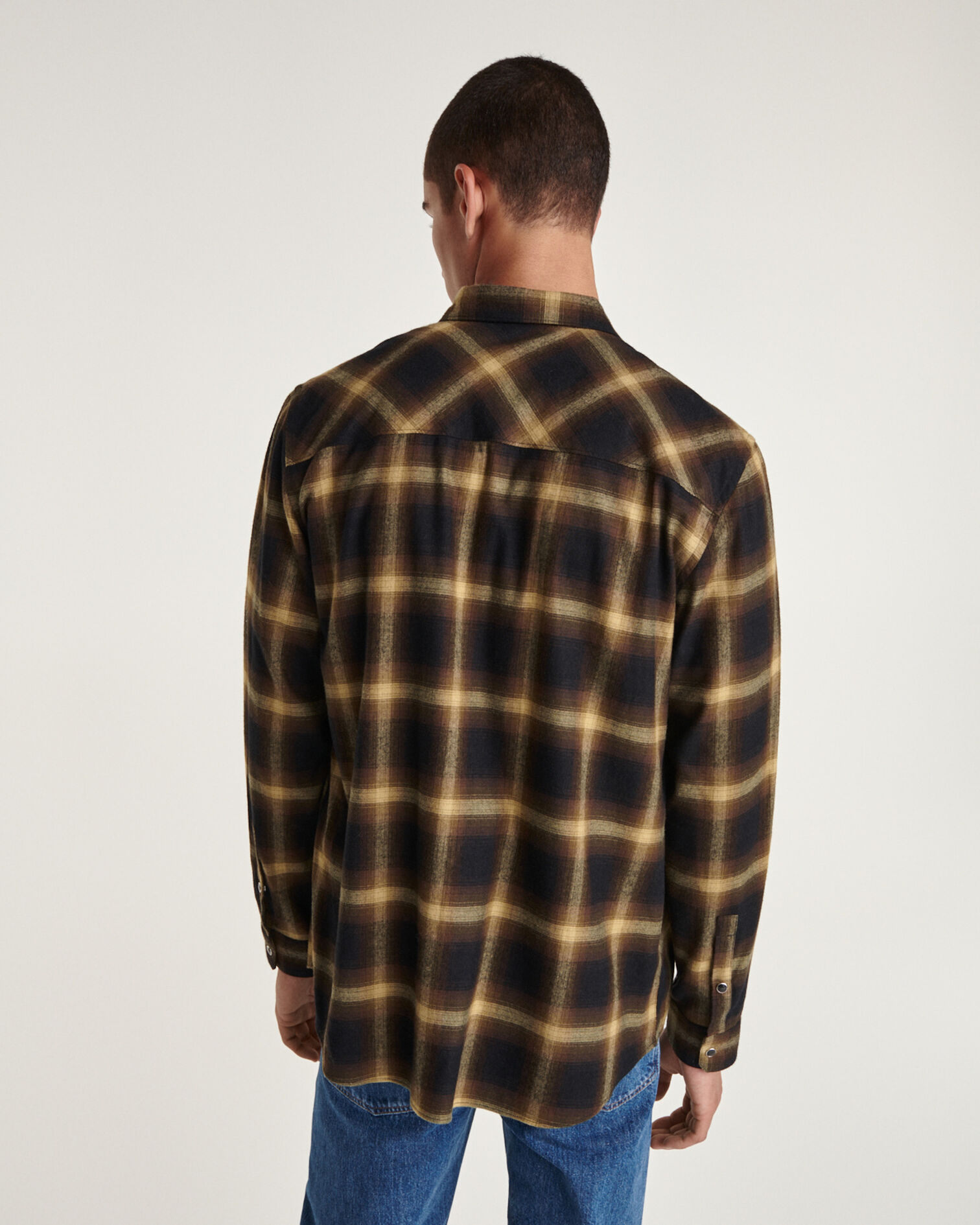 Chemise coton noir et jaune carreaux, YELLOW BLACK, hi-res image number null