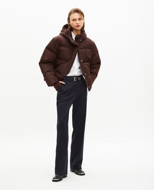 The Kooples WOMEN CHOCOLATE brown down jacket with removable sleeves