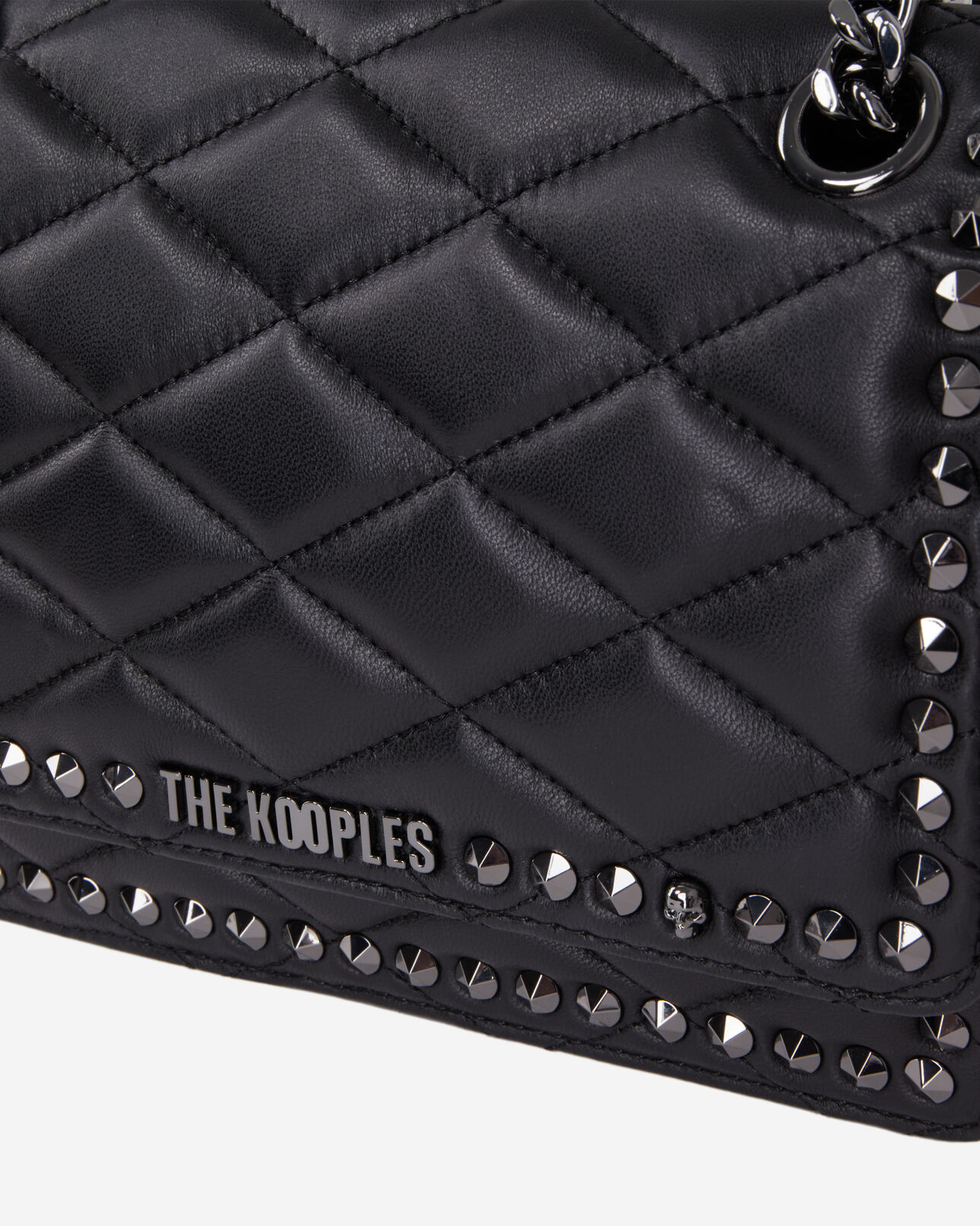 The Kooples WOMEN BLACK black joy quilted leather bag with chain