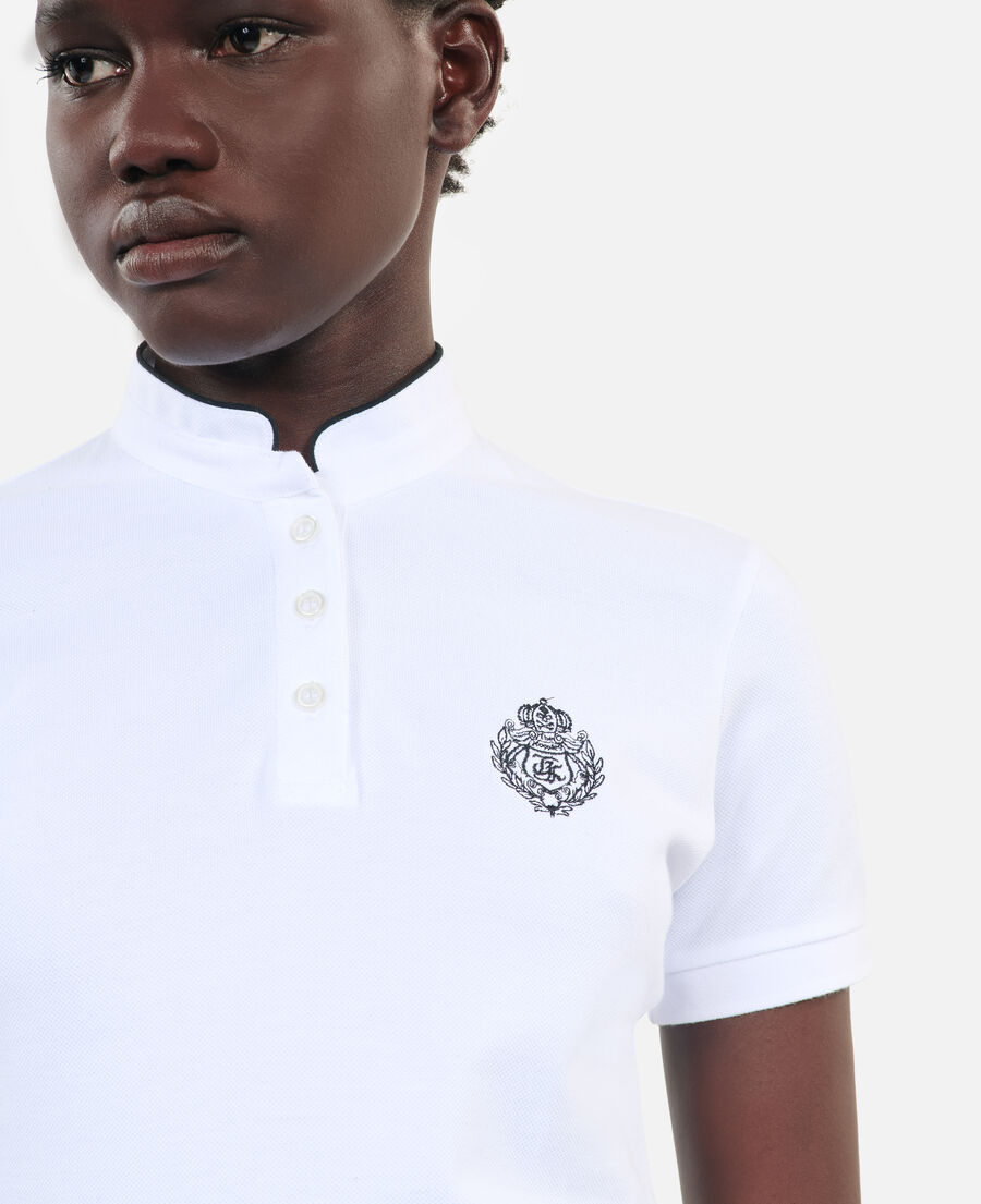 The Kooples F WHITE white piqué cotton polo t-shirt