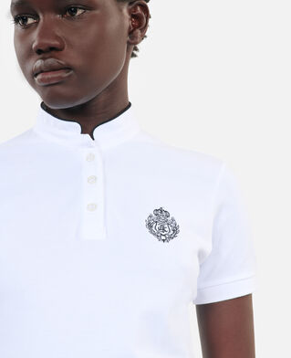 The Kooples F WHITE white piqué cotton polo t-shirt