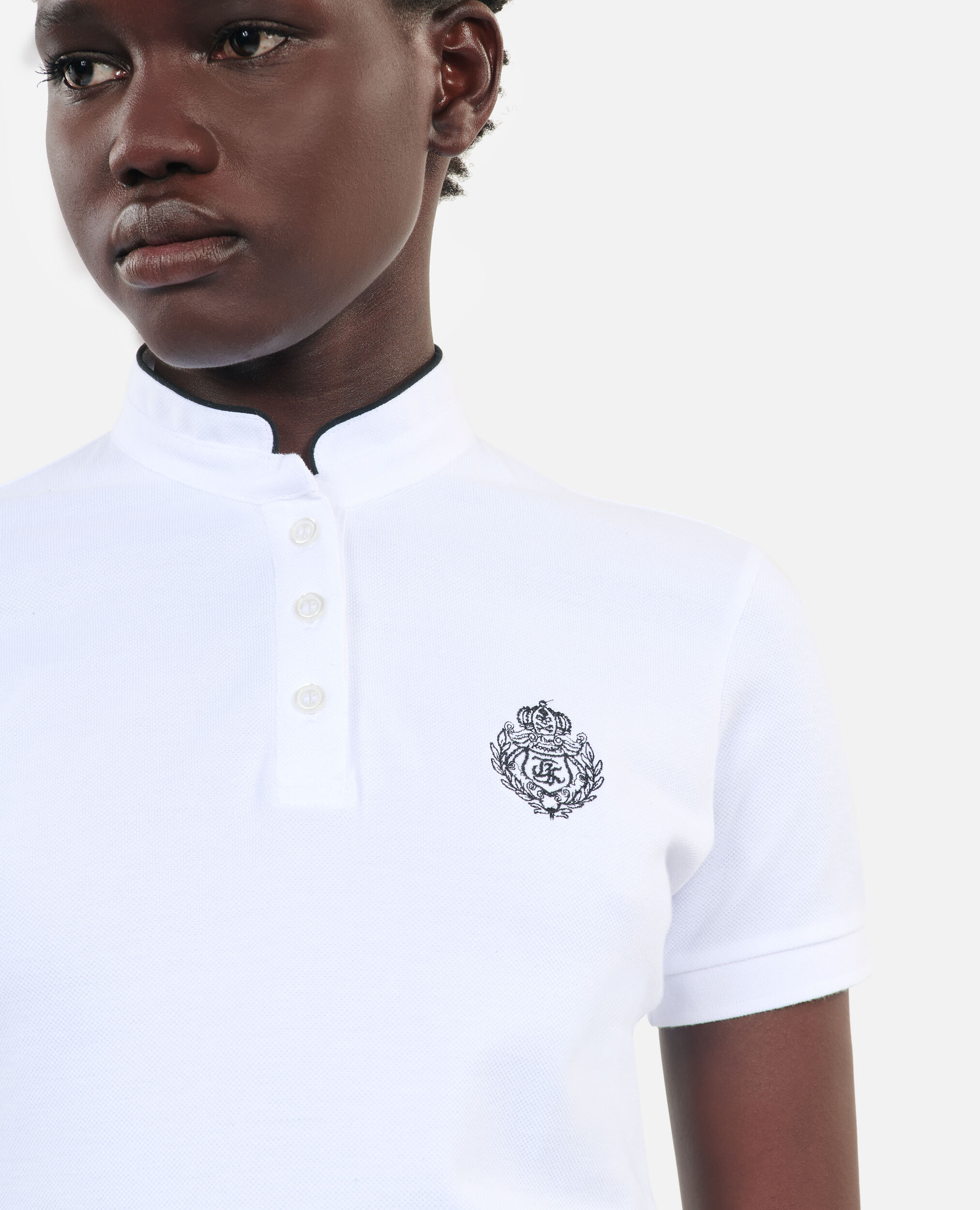 White piqué cotton polo t-shirt, WHITE, hi-res image number null