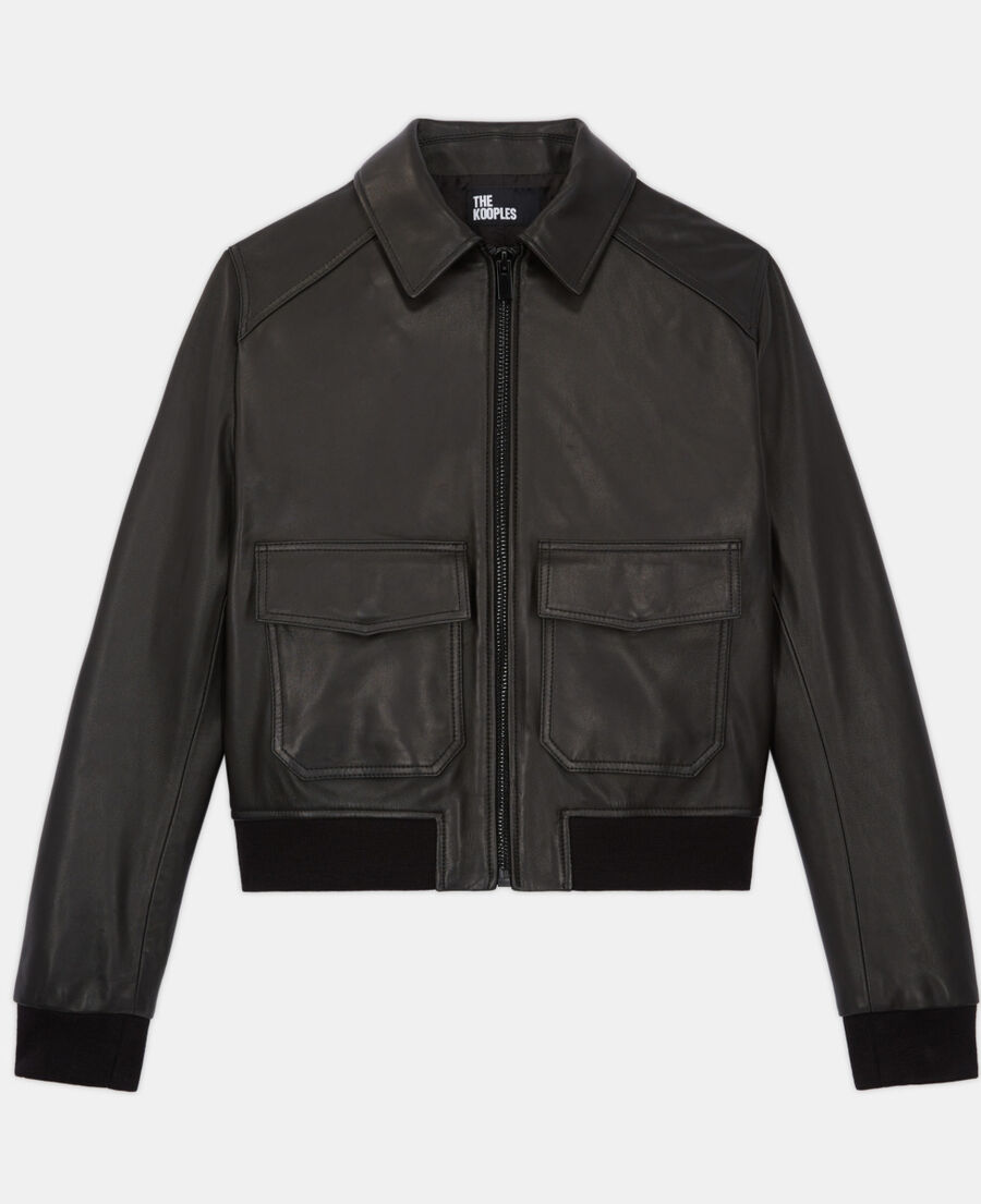 black leather jacket